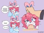 ambiguous_gender anthro blue_eyes blush bodily_fluids cum cum_in_mouth cum_inside cum_on_glasses eeveelution eyewear face_fucking generation_6_pokemon genital_fluids genitals glasses hair heart_eyes heart_symbol holding_both_ears instant_loss_2koma irrumatio naughtylilgoat_(artist) nintendo oral penile penis penis_in_mouth pink_hair pokemon pokemon_(species) saliva saliva_on_penis sex solo sylveon tagme