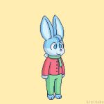 1:1 2021 animated anthro belly big_belly blue_body blue_eyes digital_media_(artwork) huge_belly inflation kizitoba lagomorph leporid mammal pixel_(artwork) pixel_animation rabbit short_playtime simple_background solo spherical_inflation yellow_background