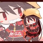  blush_stickers brown_hair chibi coca-cola copyright_request hat letterboxed personification red_eyes satsuki_mei_(sakuramochi) smile 