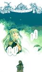  1girl breasts comic dress eyes_closed green_hair leaf long_hair martel_yggdrasill open_mouth tales_of_(series) tales_of_symphonia very_long_hair water 