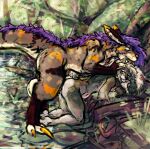 anthro balls big_balls bodily_fluids canid canine cool. creek cum cum_inside dominant dominant_feral feral genital_fluids genitals hi_res mammal outside rodent sciurid water
