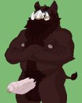  angry anthro arm_hair balls beard belly body_hair brown_body chest_hair cracking_knuckles digital_media_(artwork) eyewear facial_hair facial_piercing fluffy_balls foreskin frown frowning_at_viewer genital_piercing genitals glasses happy_trail humanoid looking_at_viewer male mammal monotone_background mustache myuger nipple_piercing nipples nose_piercing nose_ring nude password_(visual_novel) penis penis_piercing piercing pixel_(artwork) pubes regis_(password) ring_piercing slightly_chubby solo suid suine sus_(pig) tail tusk_ring tusks wild_boar 