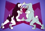 2024 anthro artist_name black_body black_ears black_fur black_hair black_tail bunnicula bunnicula_(series) butt clenched_teeth digital_media_(artwork) duo eye_contact fangs frown fur gavanzude grey_body grey_ears grey_fur hair half-closed_eyes hand_holding hi_res lagomorph leporid long_ears looking_at_another male mammal multicolored_body multicolored_fur muscular muscular_anthro muscular_male narrowed_eyes pink_nose pink_sclera rabbit red_eyes scut_tail sharp_teeth short_tail side_view tail teeth text two_tone_body two_tone_fur two_tone_tail vampire white_body white_fur white_nose white_tail