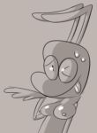 ambiguous_gender anthro arthropod bodily_fluids breasts emerson he_is_a_good_boy hhbrother insect looking_at_viewer mantis monochrome one_eye_closed simple_background sketch solo sweat tongue tongue_out wink winking_at_viewer