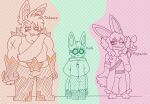 2024 3_toes 4_fingers anthro arm_scar artist_name barbell_piercing barefoot belt_buckle boots bottomwear buckle buckteeth character_name checkered checkered_background closed_smile clothed clothed_anthro clothed_female clothed_male clothing coat digital_drawing_(artwork) digital_media_(artwork) ear_tuft english_description english_text eyebrows eyelashes eyewear fan_character feet female fingers fluffy fluffy_tail footwear fully_clothed fully_clothed_anthro fully_clothed_female fully_clothed_male gaypastabake goggles green_boots green_clothing green_coat green_eyewear green_footwear green_goggles green_hair green_topwear group hair hands_behind_back hi_res kale_(gaypastabake) lagomorph larger_anthro larger_female male mammal mario_plus_rabbids_sparks_of_hope melee_weapon mouth_closed narrowed_eyes nonbinary_(lore) one_eye_closed orange_body orange_boots orange_bottomwear orange_clothing orange_eyes orange_footwear orange_pants orange_shirt orange_tail orange_tank_top orange_topwear pants pattern_background piercing pink_bottomwear pink_clothing pink_hair pink_pants pink_tail plug popsicle_(gaypastabake) rabbid raving_rabbids rayman_(series) scar scut_tail shirt shoes short_hair short_tail simple_background size_difference smaller_anthro smaller_female smaller_male smile smiling_at_viewer squint standing story story_in_description sword sword_on_back tail tank_top teeth text thick_eyebrows tobasco_(gaypastabake) toes topwear trio tuft ubisoft weapon x_scar