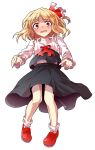  1girl alphes_(style) ascot black_dress black_vest blonde_hair blouse blush collar collared_shirt commentary_request crying crying_with_eyes_open dairi dress fang frilled_collar frilled_sleeves frills full_body hair_ribbon large_variant_set long_sleeves looking_at_viewer mary_janes open_mouth parody red_ascot red_eyes red_ribbon red_shoes ribbon rumia sad shirt shoes socks solo style_parody tachi-e tears touhou transparent_background two-tone_ribbon variant_set vest white_ribbon white_sleeves white_socks white_trim 