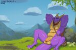 2025 absurd_res activision anthro anthrofied bag balloonist_spyro balls belly big_balls big_penis cape claws clothing cloud day digitigrade dragon european_mythology eyebrows eyes_closed flaccid foreskin genitals grass hands_behind_head hi_res horn humanoid_genitalia humanoid_penis leaf male mountain muscular muscular_anthro muscular_male mythological_creature mythological_scalie mythology non-mammal_balls nude outside pecs penis plant querq relaxing rock scales scalie scrotum_flap sitting sky smile solo spyro spyro_the_dragon text thick_arms thick_thighs tree unretracted_foreskin url western_dragon wingless_dragon