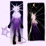 1_eye ambiguous_gender anthro claws digital_media_(artwork) fr3nesi fur humanoid iris_(fr3nesi) lineless mouthless paws purple_body slim solo tail thin_tail unknown_species unusual_anatomy