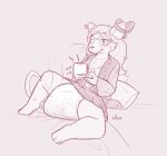 2022 ambiguous_gender anthro archived_source bedding bedding_background bodily_fluids bottomwear bow_(feature) bow_ribbon buckteeth clothed clothing diaper ear_bow ear_piercing ear_tag english_text eyewear gaming genital_fluids glasses hair hi_res jacket long_hair lynhug_bb mammal monochrome mouse murid murine nintendo nintendo_ds_family piercing pillow playing_video_game rodent signature sitting skirt solo sound_effects stink_fumes stink_lines teeth text topwear unclean_diaper urine used_diaper wearing_diaper wearing_glasses wet_diaper