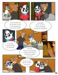 ailurid anthro art_(pandapaco) bear bed bedroom bottomwear bus_stop_sign canid canine cheek_tuft clothed clothing comic detailed_background dialogue dipstick_tail english_text eyewear facial_tuft feet_together footwear fox fully_clothed furniture giant_panda gloves_(marking) grabbing_from_behind hi_res hug human jacket julio_(pandapaco) male mammal markings mouse murid murine notebook pandapaco parinton plushie procyonid raccoon rodent shoes smile speech_bubble swing tail tail_markings text topwear tuft