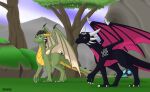 2025 activision all_fours boulder claws comic cynder digital_media_(artwork) dragon duo fan_character female feral grass hi_res horn male multi_horn mythological_creature mythological_scalie mythology plant rock scalie spyro_the_dragon tail tired tree walking wings worried zilonking