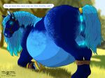 animal_genitalia animal_vulva anus bdsm belly big_belly big_butt blue_body blue_fur blush bondage bound butt draft_horse ear_piercing ears_up equid equine equine_genitalia equine_vulva eyelashes female feral fur genitals glowing glowing_eyes glowing_genitalia glowing_nipples glowing_vulva hair head_harness hi_res hooves horse horseshoe huge_belly hyper hyper_belly hyper_pregnancy jewelry leaning leaning_forward long_mane looking_at_viewer mammal mane niko_stargazer nikostargazer nipples nude open_mouth overweight piercing pregnant pregnant_female pregnant_feral puffy_anus ring_piercing rope smile solo speech_bubble tail teats text thick_thighs vulva