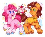 2025 artist_logo blue_eyelashes blue_eyes blue_hooves blue_pupils brown_eyebrows brown_hooves brown_mane cheese_sandwich_(mlp) cherry closed_smile clothed clothed_feral clothed_male clothing cocopudu colored cutie_mark digital_drawing_(artwork) digital_media_(artwork) duo earth_pony english_description entwined_tails equid equine eye_contact eyebrows eyelashes feathering female female_feral feral food freckled_face freckles friendship_is_magic fruit fur green_eyes green_pupils happy hasbro heart_symbol hearts_around_head hi_res hooves horse larger_feral larger_male light lighting logo long_mane looking_at_another male male/female male_feral mammal mane medium_mane mouth_closed my_little_pony open_mouth open_smile orange_body orange_fur pink_eyebrows pink_mane pink_tongue pinkie_pie_(mlp) plant pony pupils quadruped raised_hoof shaded shirt simple_background size_difference smaller_female smaller_feral smile smiling_at_another smiling_at_each_other smiling_at_partner sprinkles standing t-shirt tail tail_coil tongue topwear white_background yellow_clothing yellow_hooves yellow_shirt yellow_t-shirt yellow_topwear