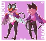 anthro archived_source bulge butt claws clothed clothing front_and_back front_view generation_6_pokemon hi_res jacket male moesouna_gomi neck_tuft nintendo noivern pantsless pokemon pokemon_(species) purple_clothing purple_underwear rear_view solo tail thong topwear tuft underwear wings