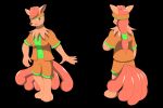 2015 3:2 5_tails absurd_res anthro athletic athletic_anthro athletic_male athletic_wear biped black_background bottomwear brown_eyes clothed clothing colored fingers fur generation_1_pokemon glistening glistening_body gym_bottomwear gym_shorts hair hi_res lina_(swack16) long_hair male multi_tail multiple_poses nintendo open_mouth orange_body orange_clothing orange_hair paws pokemon pokemon_(species) ponytail pose shirt shorts simple_background smile solo standing sweatband tail topwear vulpix wolferion