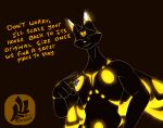 ambiguous_gender anthro arthropod beetle black_body building cyril_(fujiyamasamoyed) deity dialogue elateroid eyes_closed felid feline firefly fujiyama_samoyed fur glowing glowing_ears glowing_markings hi_res house insect insect_wings long_neck lucernal macro mammal markings open_mouth pocket_dimension serval servant shrinking simple_background size_difference size_transformation smile smiling_at_viewer solo spots talking_to_viewer tall transformation valet wings yellow_markings