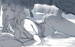  1boy 1girl bed blush boy_on_top breasts cartethyia_(wuthering_waves) clothed_male_nude_female crown_of_thorns earrings from_side hetero hews highres indoors jewelry long_hair male_rover_(wuthering_waves) nipples nude on_bed open_mouth penis pillow pointy_ears prone_bone rolling_eyes rover_(wuthering_waves) sex sidelocks small_breasts sweat tacet_mark_(wuthering_waves) thighs uncensored veins veiny_penis wuthering_waves 