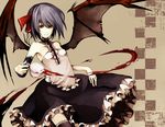  bad_id bad_pixiv_id bare_shoulders bat_wings cup dress flat_chest hair_ribbon red_eyes remilia_scarlet ribbon riku_(wana) short_hair silver_hair skirt solo teacup thighhighs touhou wings 