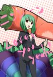  carrot food_as_clothes green_hair gundam macross macross_frontier ranka_lee satomi skin_tight solo 