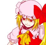  bad_anatomy bad_id bad_pixiv_id blonde_hair flandre_scarlet hat lowres ponytail ribbon short_hair solo touhou 