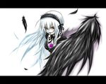  bad_id bad_pixiv_id black_wings pale_skin red_eyes rozen_maiden solo suigintou white_hair wings yasagure_yukito 