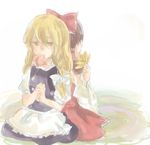  bad_id bad_pixiv_id blonde_hair eating hakurei_reimu kirisame_marisa long_hair multiple_girls touhou usagiho 