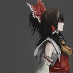  black_hair hakurei_reimu iridori pale_skin ribbon solo touhou 