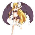  bat_wings bikini blonde_hair kuroto_(asgardh) kurumi_(touhou) long_hair solo swimsuit touhou touhou_(pc-98) white_background wings 