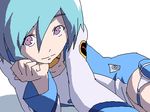  artist_request blue_hair choker eureka eureka_seven eureka_seven_(series) lowres oekaki purple_eyes solo thigh_strap 