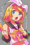  bad_id bad_pixiv_id blue_eyes detached_sleeves hair_ornament hair_ribbon hairclip hands kagamine_rin ribbon short_hair solo vocaloid yokariko 