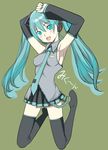  armpits blue_eyes blue_hair detached_sleeves hatsune_miku long_hair necktie robina solo thighhighs twintails vocaloid 