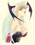  90s breasts cleavage demon_girl head_wings large_breasts long_hair morrigan_aensland nanase_aoi solo succubus vampire_(game) 