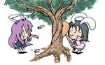  animal_ears baku_taso bunny_ears chibi inaba_tewi multiple_girls reisen_udongein_inaba touhou tree 