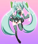  aqua_hair bad_id bad_pixiv_id hatsune_miku long_hair panties solo spring_onion thighhighs twintails underwear very_long_hair vocaloid yotsuha_(little_squash) 