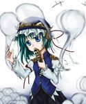  ghost gr_(artist) green_hair hat ribbon rod_of_remorse shiki_eiki short_hair solo touhou 