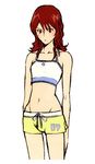  bikini cissnei crisis_core_final_fantasy_vii final_fantasy final_fantasy_vii midriff navel nomura_tetsuya red_eyes red_hair shorts simple_background solo source_request swimsuit tank_top tankini white_background 