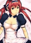  airi_(queen's_blade) black_eyes breasts cleavage fumio_(rsqkr) large_breasts long_hair maid queen's_blade red_hair solo twintails 