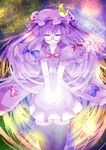  :&lt; bad_id bad_pixiv_id bespectacled black_legwear crescent excel_(shena) glasses glowing hair_ribbon hat highres long_hair magic_circle patchouli_knowledge purple_eyes purple_hair ribbon solo thigh_gap thighhighs touhou zettai_ryouiki 