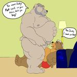  bear belly ceruleanhowl child dialog dialogue dilf english_text erection father gay incest incest_play male mammal obese overweight parent penis precum son text young 