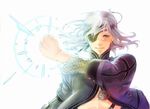  blue_eyes eyepatch flow_k long_hair magic male_focus midriff silver_hair solo the_last_story white_hair yuris_(the_last_story) 