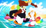  bear canine female male mammal panda red_panda seaside super-tuler swimsuit tairu tavi water wolf 