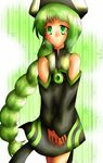  1girl bare_shoulders braid detached_sleeves dress green_eyes green_hair hat long_hair tabatha_(tales_of_symphonia) tales_of_(series) tales_of_symphonia 