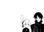  /\/\/\ 1boy 1girl darker_than_black greyscale hei mask monochrome peko simple_background surprised thumbs_up white_background yin 