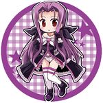  blush chibi heart kuromitu_(kageneko) long_hair lutecia_alpine lyrical_nanoha mahou_shoujo_lyrical_nanoha_vivid panties purple_hair red_eyes smile solo star thighhighs underwear very_long_hair 