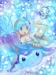  alternate_costume blue_hair crystal_(pokemon) diving gen_4_pokemon manaphy mantyke mizu_chi pokemon pokemon_(creature) pokemon_(game) pokemon_gsc surprised swimming tegaki twintails water 