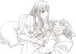  1girl 6zi_0 bad_id bad_pixiv_id death dress facial_hair fate/zero fate_(series) goatee husband_and_wife long_hair monochrome necktie ribbon spoilers spot_color tears toosaka_aoi toosaka_tokiomi 