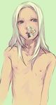  bad_id bad_pixiv_id flower flower_in_mouth green_background male_focus mouth_hold nipples original shiro_(reptil) shirtless simple_background solo upper_body 