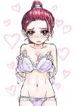  androgynous bra braid breasts chrono_trigger cleavage commentary_request flea_(chrono_trigger) groin long_hair open_mouth panties pink_hair pointy_ears ponytail purple_eyes red_hair s-a-murai single_braid solo underwear 