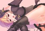  blonde_hair blush censored cum cum_on_body cum_on_lower_body cum_on_upper_body eichi empty_eyes facial lying on_side open_mouth original panties pussy red_eyes short_hair solo thighhighs tongue underwear untied 