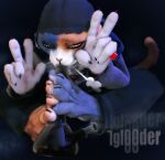 3d_(artwork) 4_toes absurd_res anthro barefoot between_feet between_toes bong claws countershade_feet countershading digital_media_(artwork) domestic_cat drugs epic_games feet felid feline felis female fortnite gesture hand_gesture hi_res iglooder mammal marijuana meow_skulls smoke smoking solo toe_claws toes v_sign